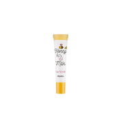 A'pieu Honey & Milk Lip Scrub lip mask in a jar with honey and milk ingredients visible, designed for gentle exfoliation and hydration.