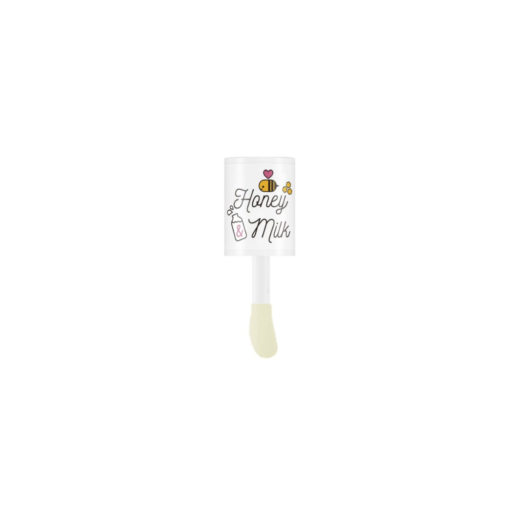 A'pieu Honey & Milk Lip Oil in a clear tube with a doe-foot applicator, featuring a smooth, nourishing lip balm and essence formula.