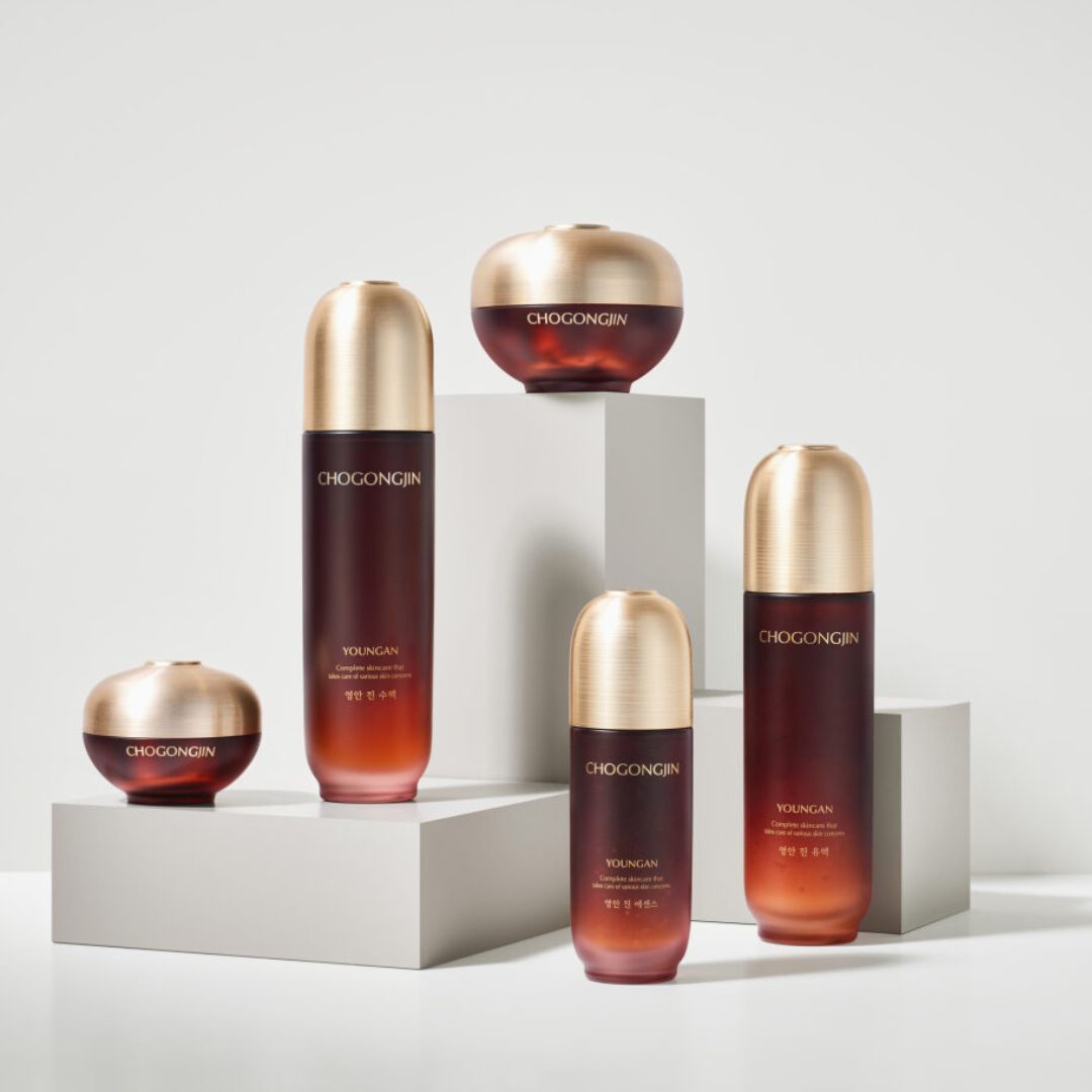 Youngan Jin Eye Cream by Chogongjin, 30ml jar showing smooth, white cream in a clear container with a silver lid.