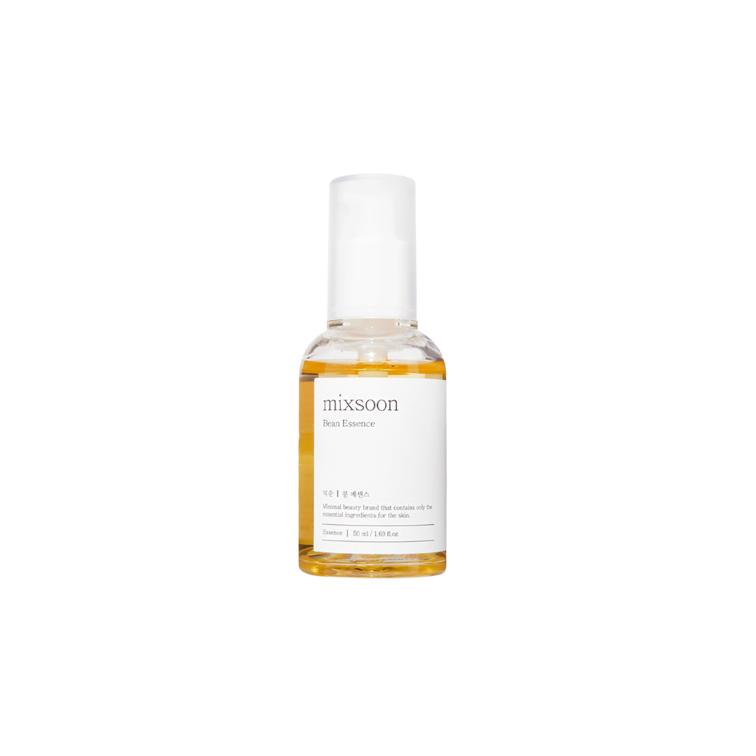 Mixsoon Bean Essence 50ml bottle, clear glass container with label, showcasing the skincare essence product.