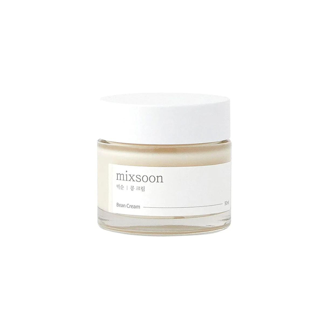 Mixsoon bean cream face moisturizer in 50ml jar, showcasing smooth texture and natural ingredients for skin hydration.