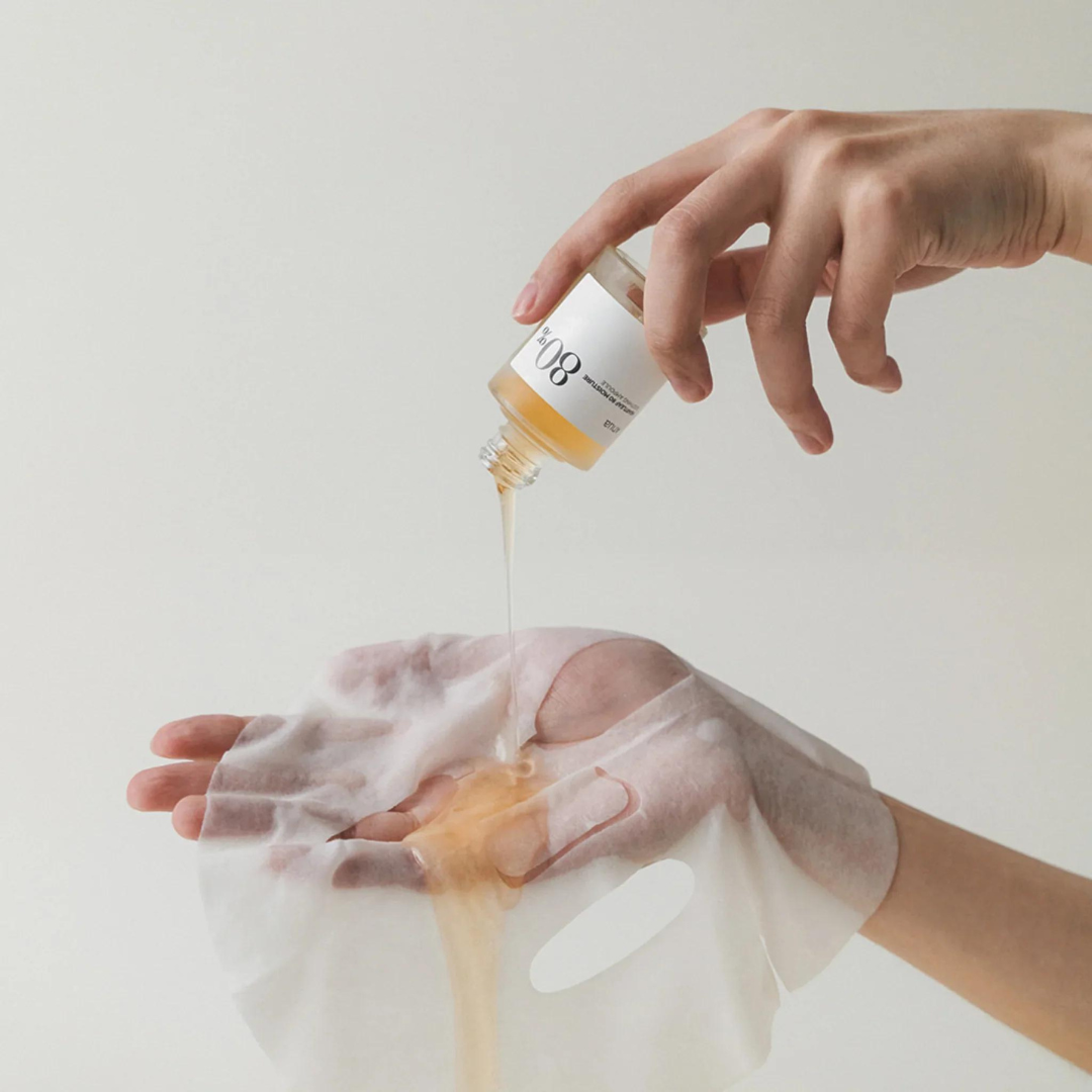 Anua Heartleaf 80 Moisture Soothing Ampoule Mask sheet with heartleaf extract and hydrating ingredients for skincare.