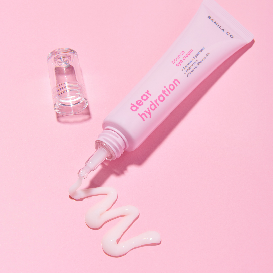 Banila Co Dear Hydration Bounce Eye Cream 20ml jar with a sleek white and silver design, suitable for reducing puffiness and dark circles.