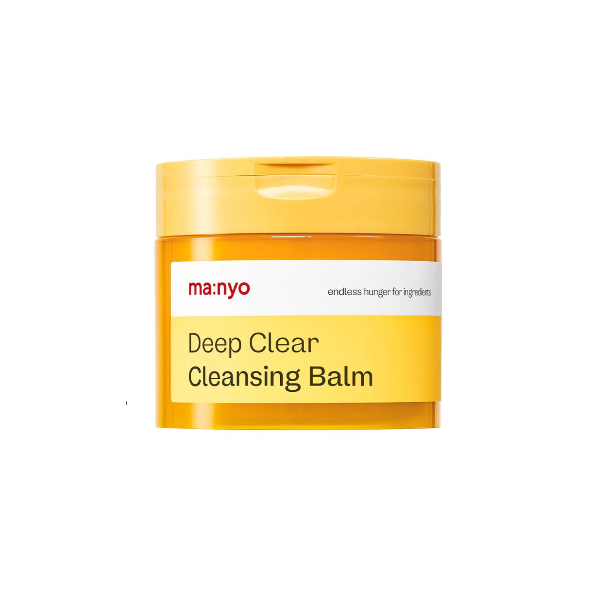 Ma:nyo Deep Clear Cleansing Balm jar showing its smooth, creamy balm texture in a 132ml container for oil and balm cleansing.