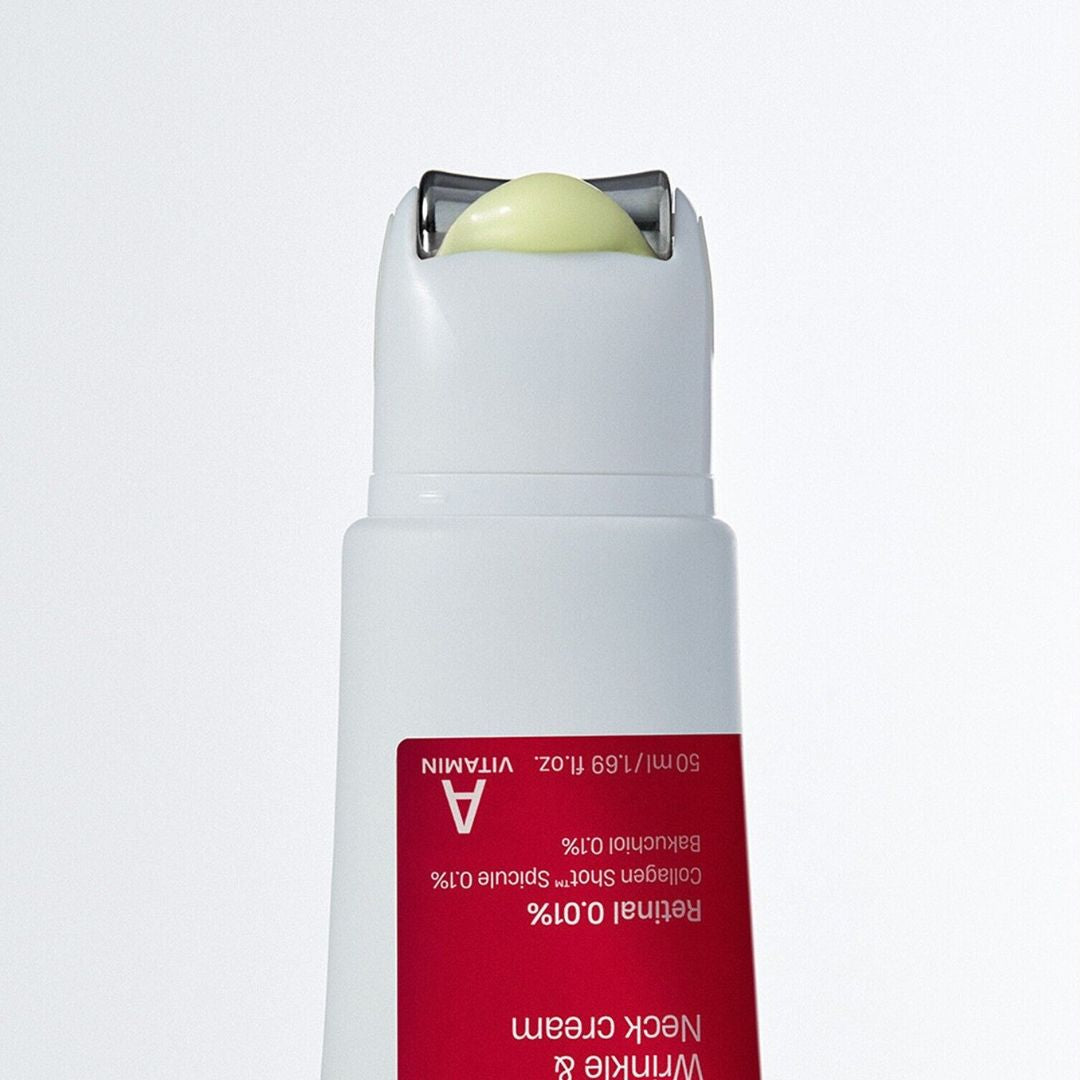 Dermoskin Retinal Spicule Wrinkle & Neck Cream 50ml jar, creamy texture, labeled neck cream by Dermatory, designed for skin firming.