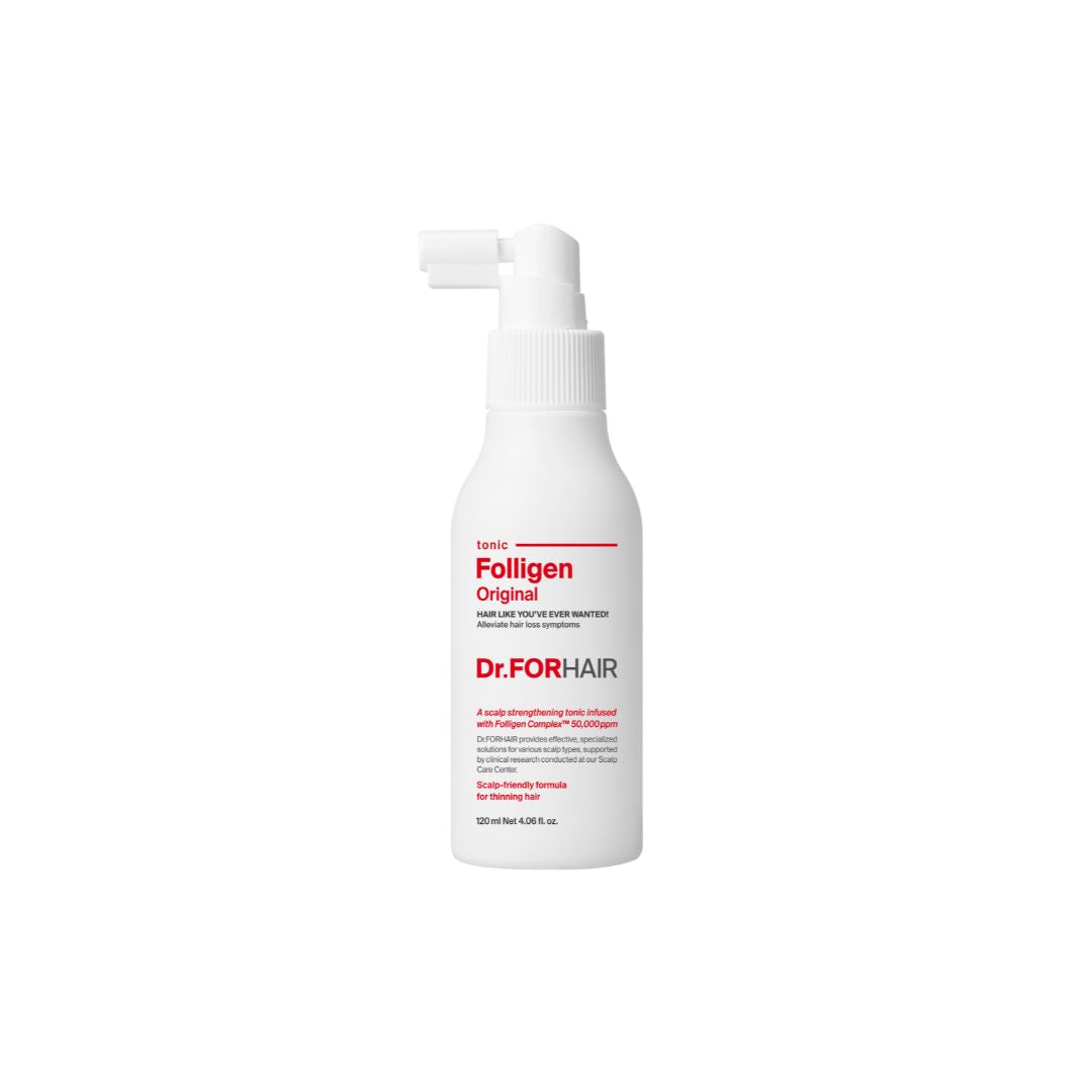 Dr. Forhair Folligen Tonic 120ml conditioner and treatment bottle, designed to promote scalp health and hair growth