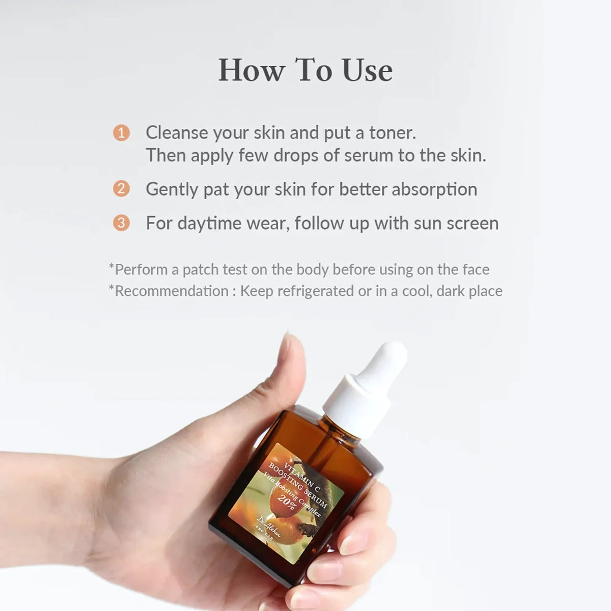Dr. Althea Vitamin C Boosting Serum 30ml bottle showing the clear serum inside a sleek glass container.