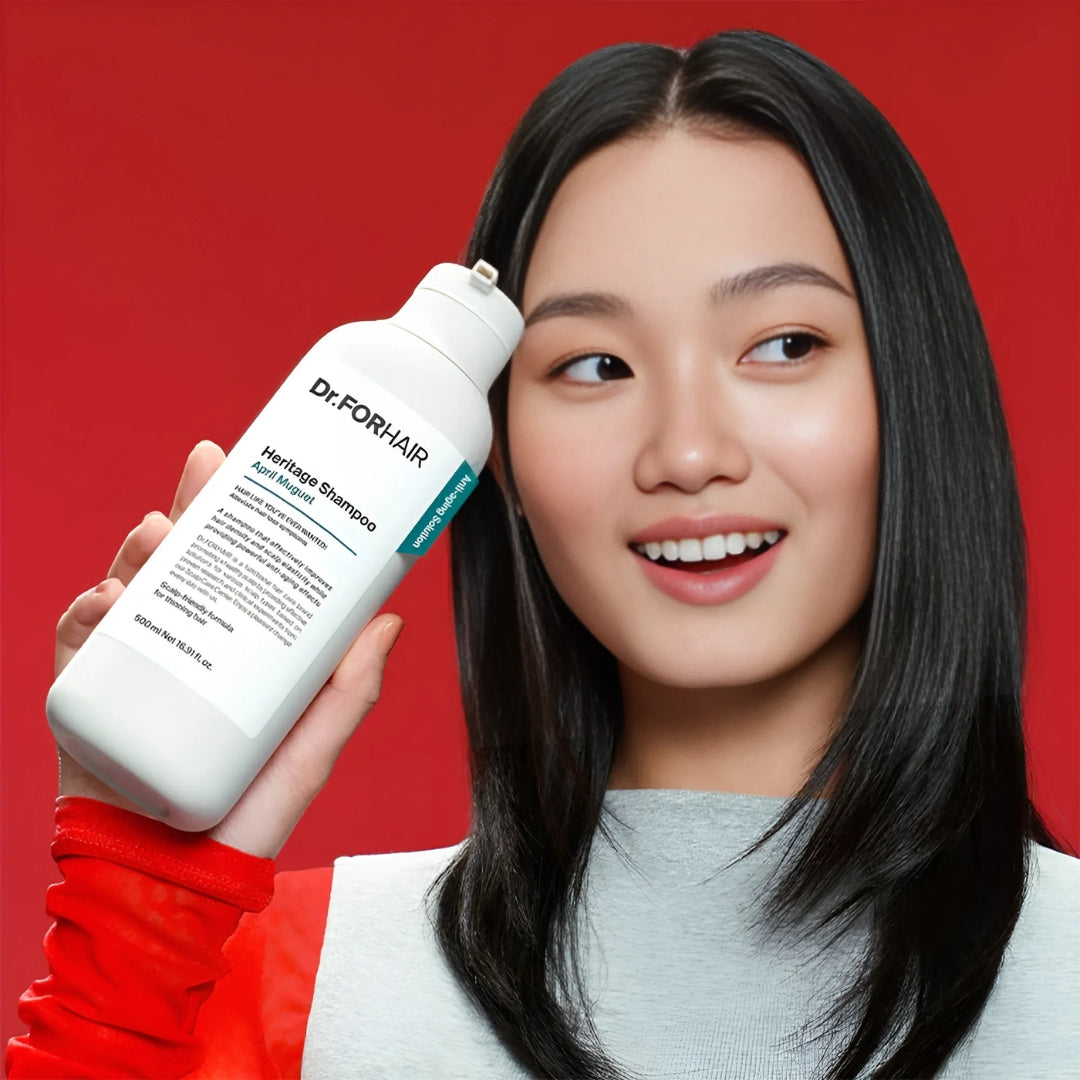 Dr. Forhair Heritage Shampoo April Muguet 500ml bottle with floral label, showcasing a nourishing hair care product.