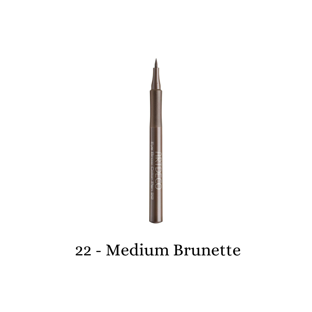 ARTDECO eyebrow color pen in medium brunette shade, featuring a precise tip for natural-looking eyebrow filling and definition.