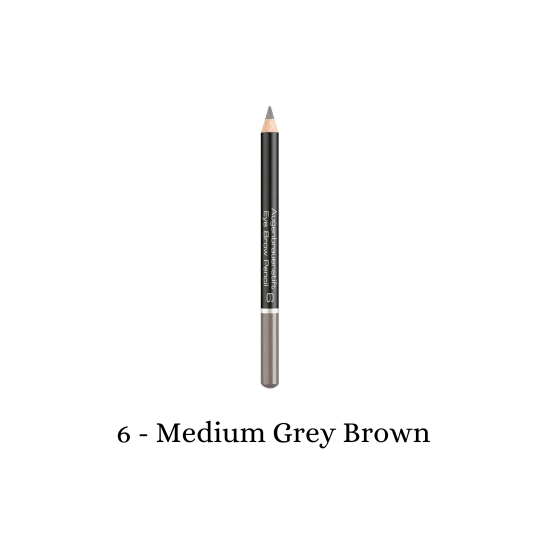ARTDECO eyebrow pencil in medium grey brown, featuring a natural-looking eyebrow shaping tool for detailed grooming.