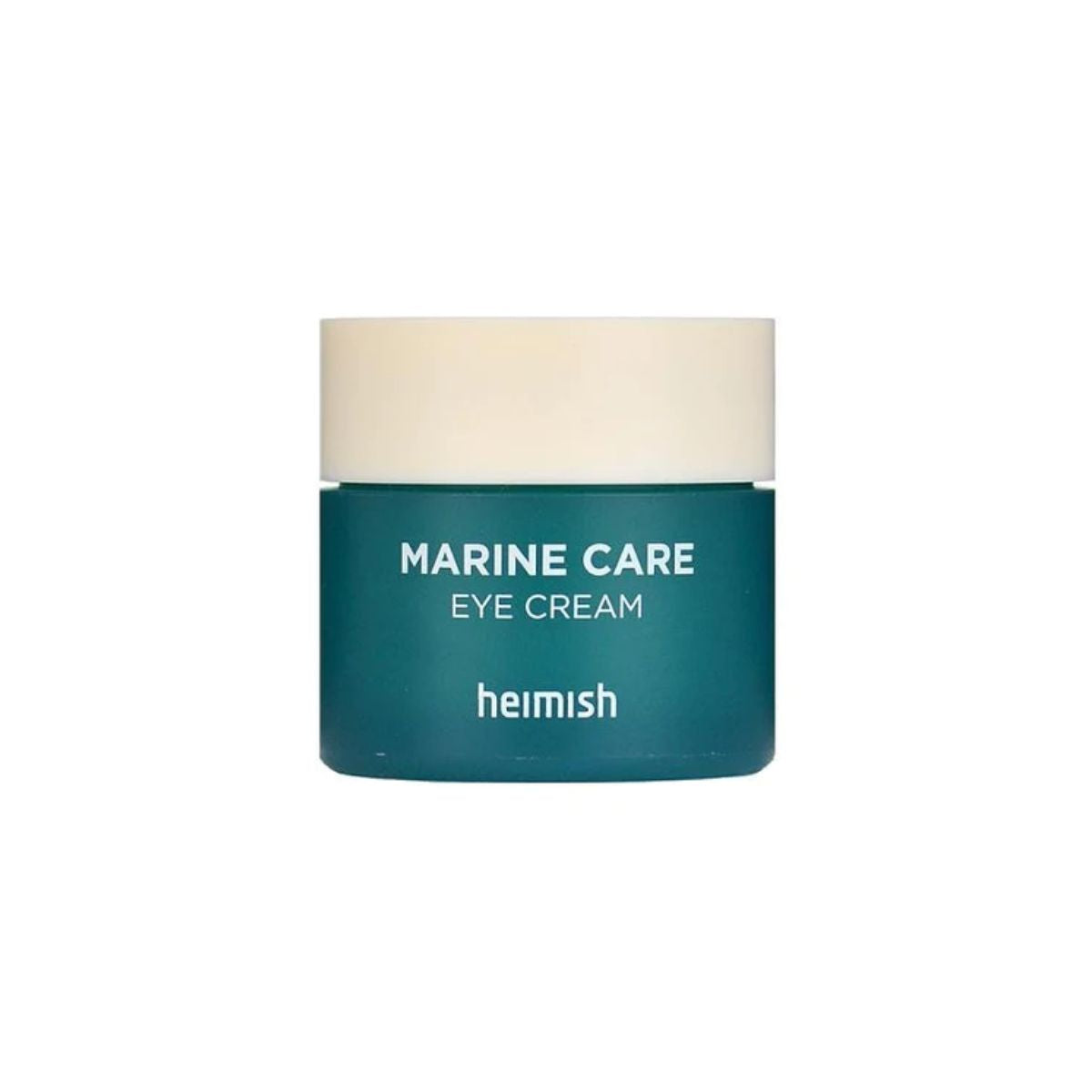 Heimish Marine Care Eye Cream 30ml, close-up of the soothing eye cream jar with a sleek design and product label visible.