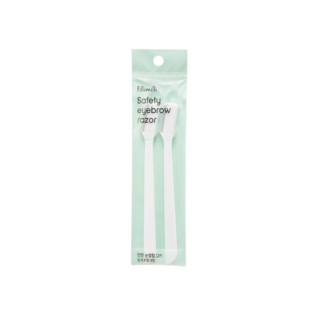 Two Fillimilli safety eyebrow razors for precise eyebrow shaping and grooming, featuring sleek, lightweight design.