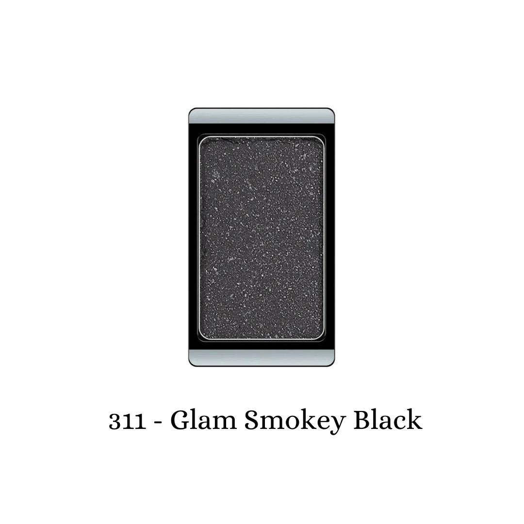 ARTDECO Eyeshadow Glam in Glam Smokey Black, showcasing a dark, shimmery eyeshadow palette with a sleek compact design.