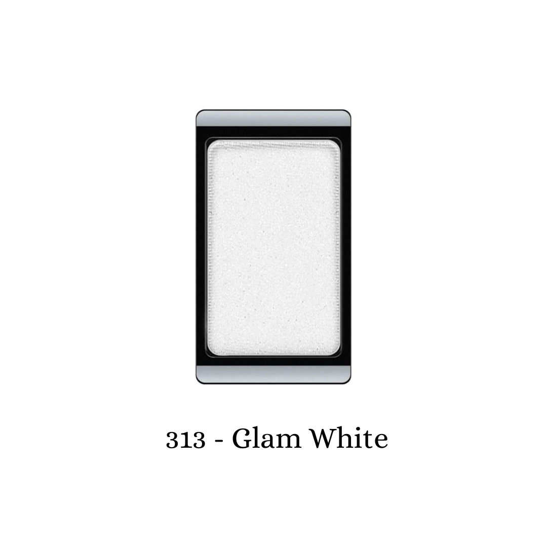 ARTDECO Eyeshadow Glam in glamorous white shade, featuring a smooth, shimmery eyeshadow compact with a sleek design.