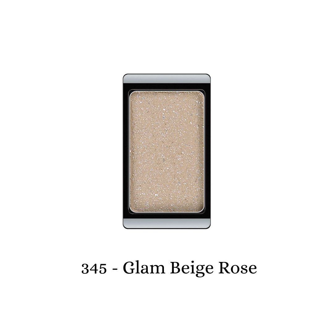 ARTDECO Eyeshadow Glam in beige rose shade, showing its shimmer and smooth powder texture in a close-up image.