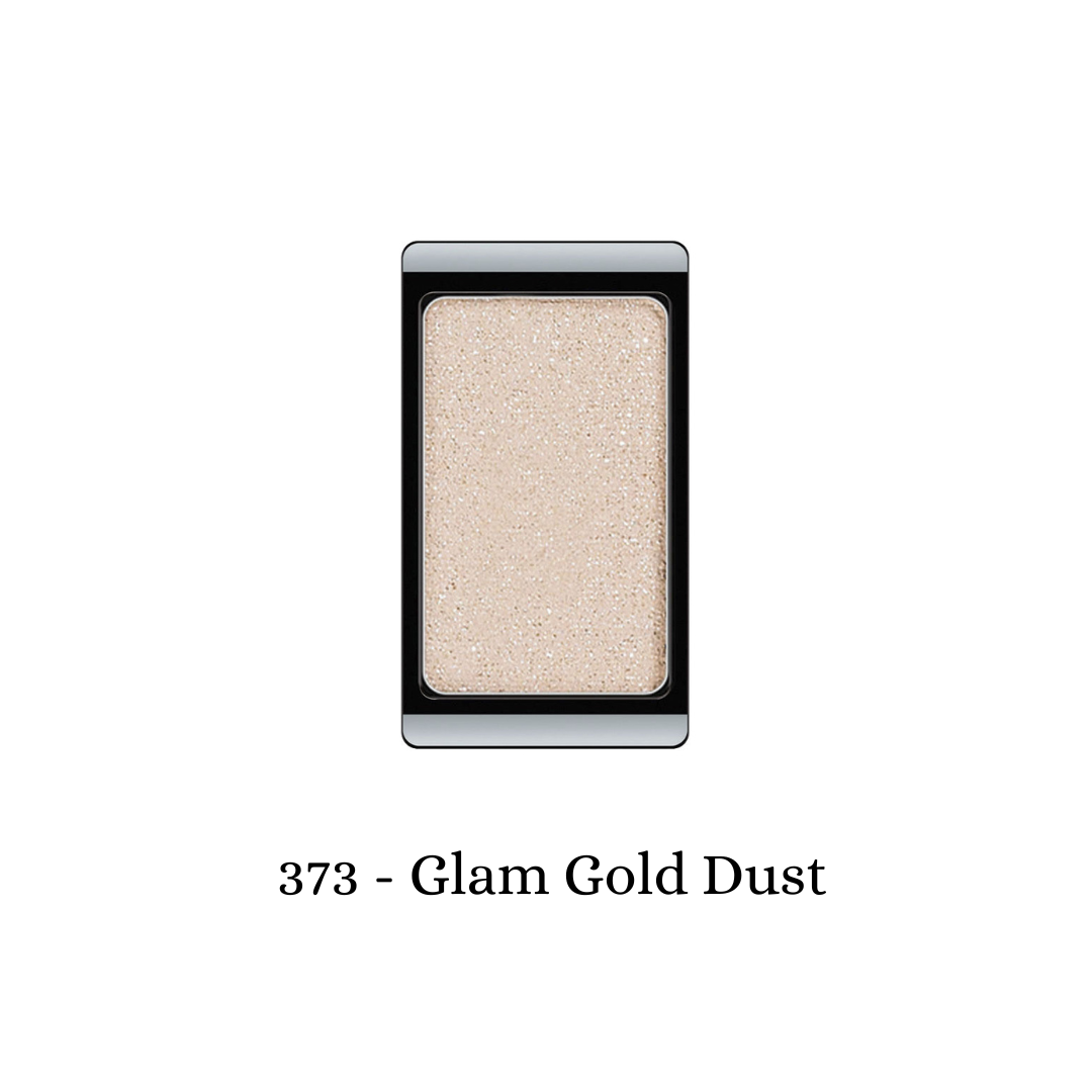 ARTDECO Eyeshadow Glam in Glam Gold Dust with shimmering gold pigment and compact packaging.