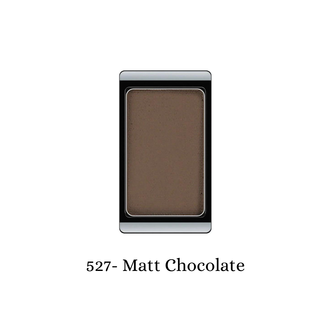 ARTDECO matte eyeshadow in rich chocolate brown, showcasing the smooth, blendable powder formula and natural finish.