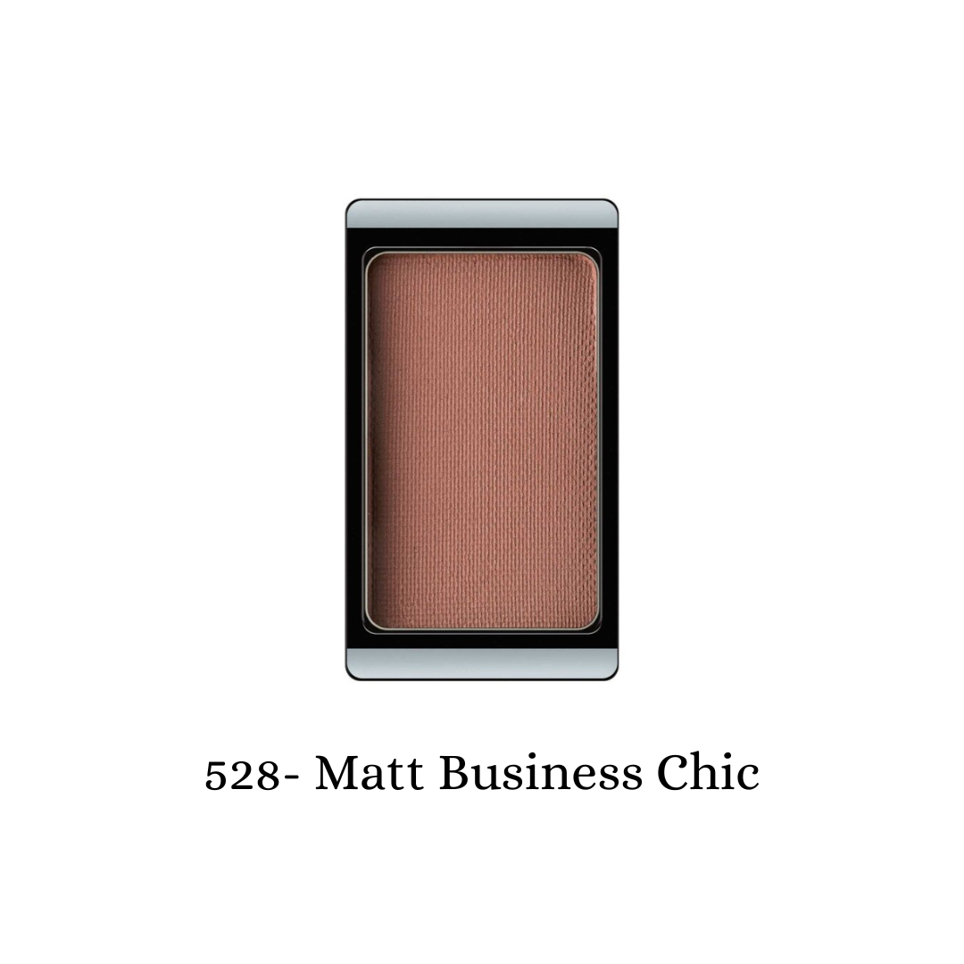 ARTDECO matte eyeshadow in neutral shade, showcasing smooth powder texture and subtle color for sophisticated eye makeup.