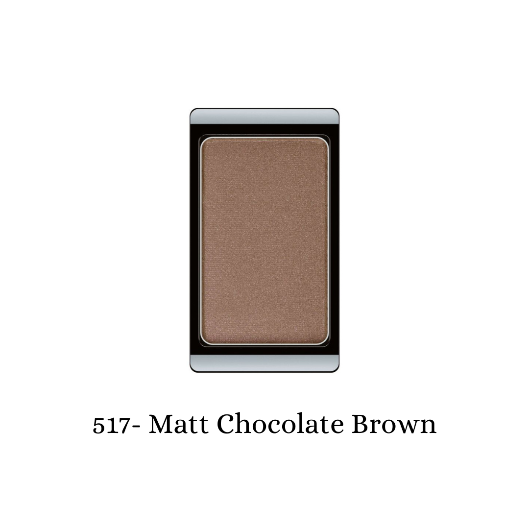 Chocolate brown matte eyeshadow from ARTDECO, showing a smooth, pigmented eyeshadow pan with a matte finish.