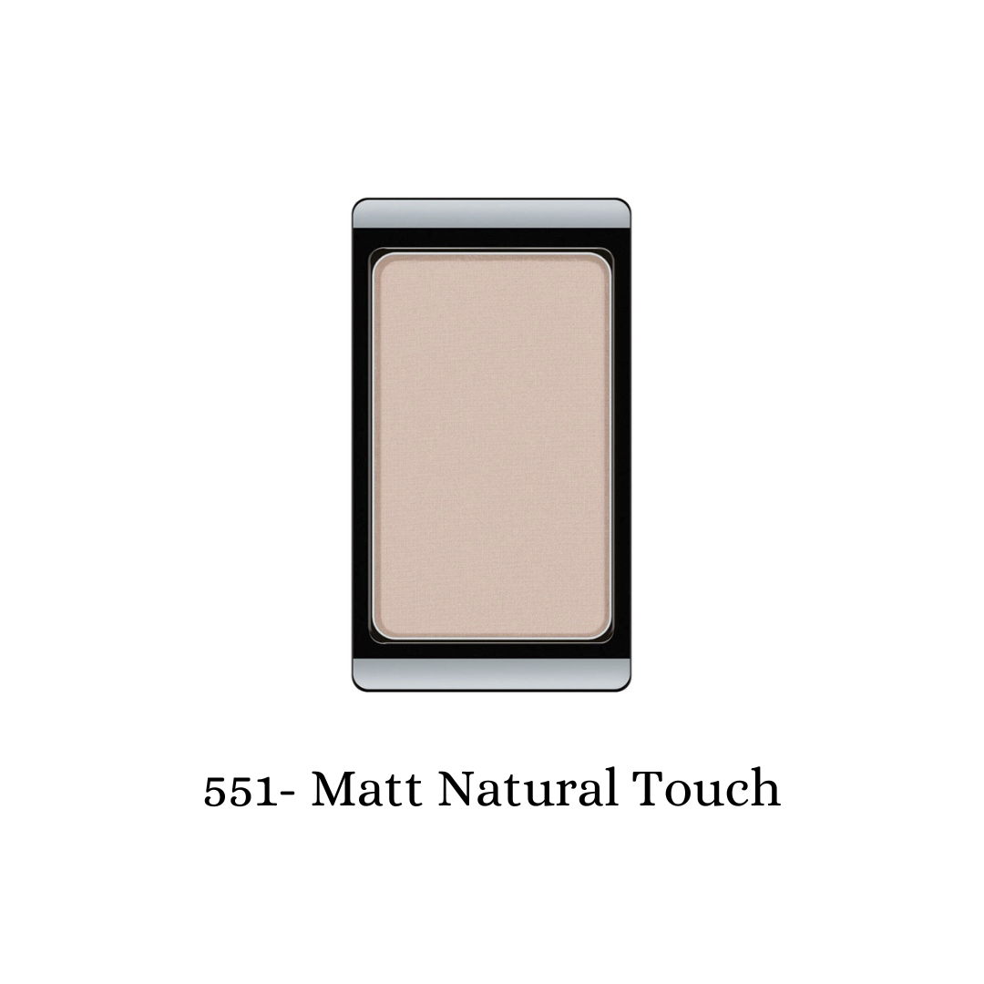 ARTDECO matte eyeshadow in natural touch, showing a smooth, neutral-toned powder eyeshadow for a soft, natural look.
