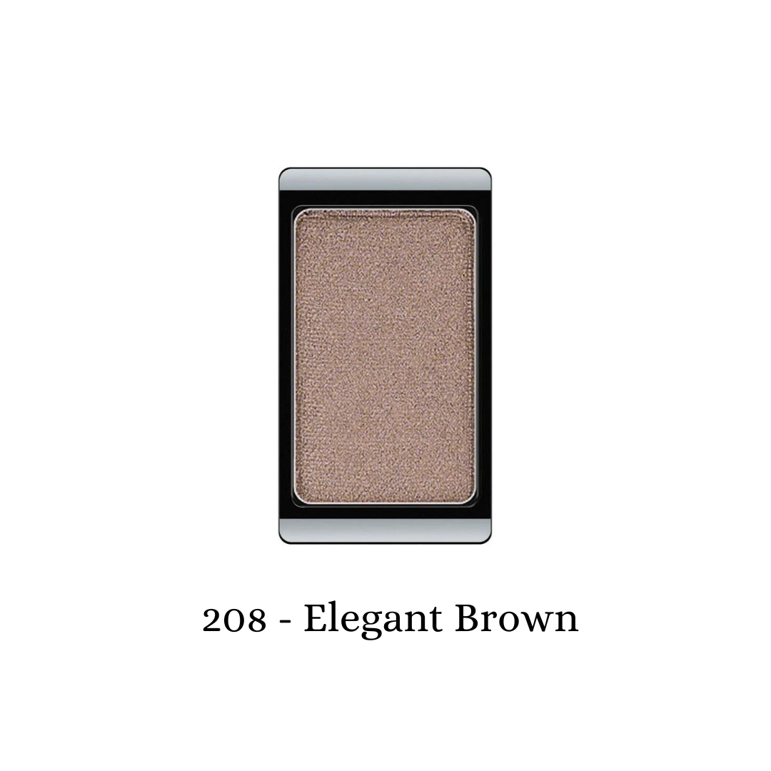 Elegant brown ARTDECO eyeshadow pearl in a sleek compact, showcasing its shimmering, pearl finish suitable for eye makeup.