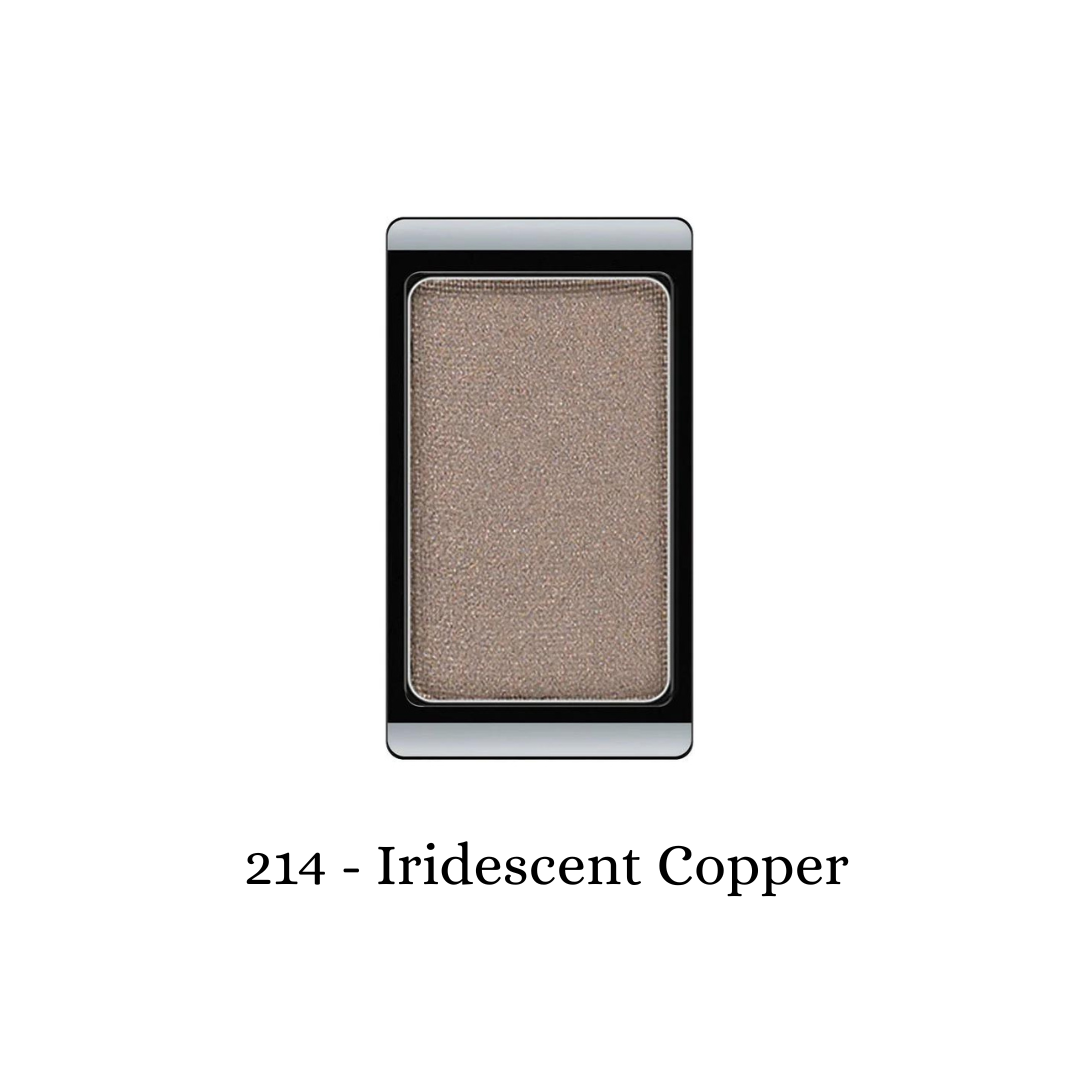 ARTDECO eyeshadow pearl in iridescent copper shade, showcasing a shimmering, metallic eyeshadow with a smooth, reflective finish.