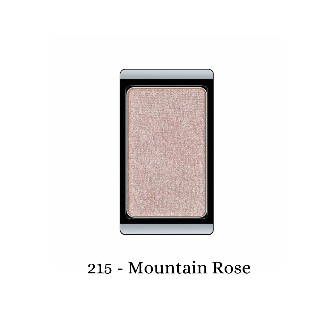 ARTDECO eyeshadow pearl in Mountain Rose, showcasing a shimmering, light pink eyeshadow with a smooth, powdery texture.