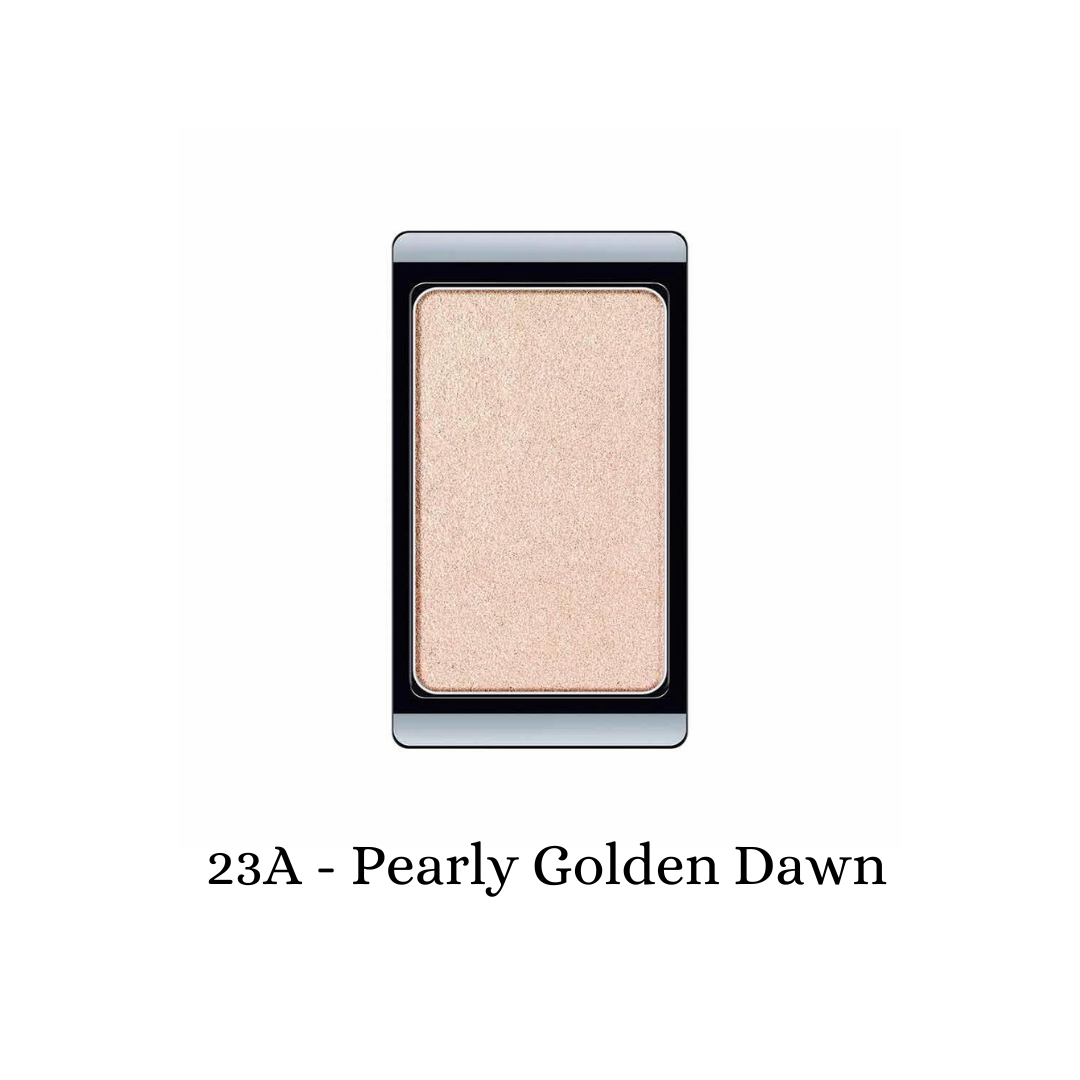 ARTDECO eyeshadow pearl in pearly golden dawn with a shimmering, smooth eyeshadow color in a compact container.