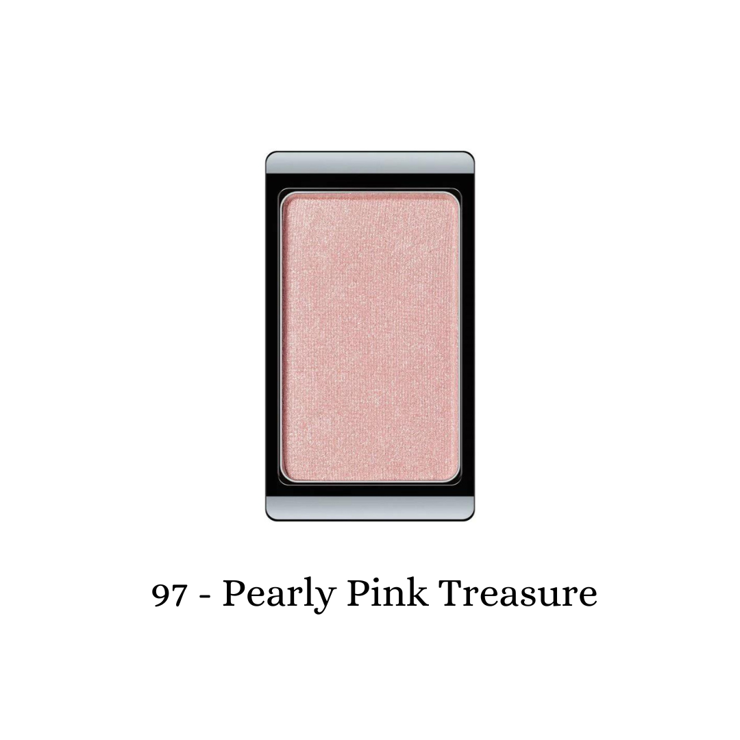 ARTDECO eyeshadow pearl in pearly pink treasure, showcasing a shimmering eyeshadow with a smooth, luminous finish.