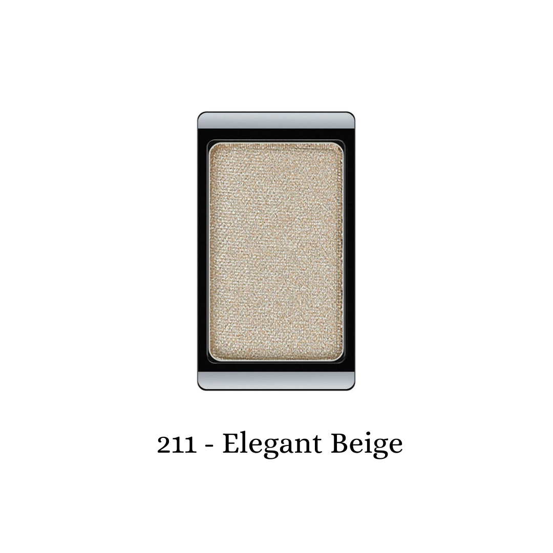 ARTDECO eyeshadow pearl in elegant beige, showing a close-up of the shimmery, smooth eyeshadow with a soft, luminous finish.