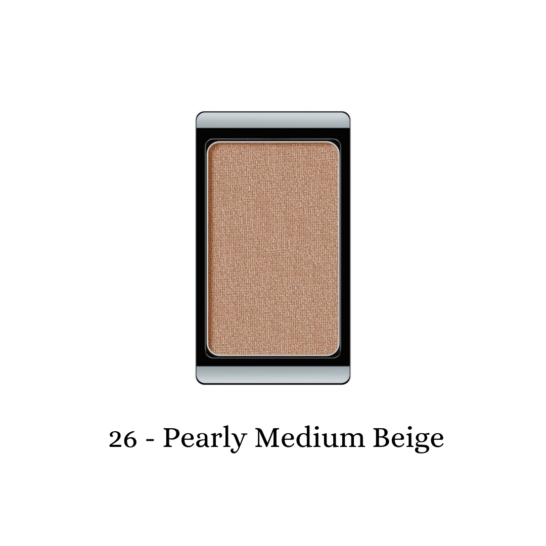 ARTDECO eyeshadow pearl in a medium beige shade with a pearly finish, showcasing a smooth, blendable eyeshadow product.