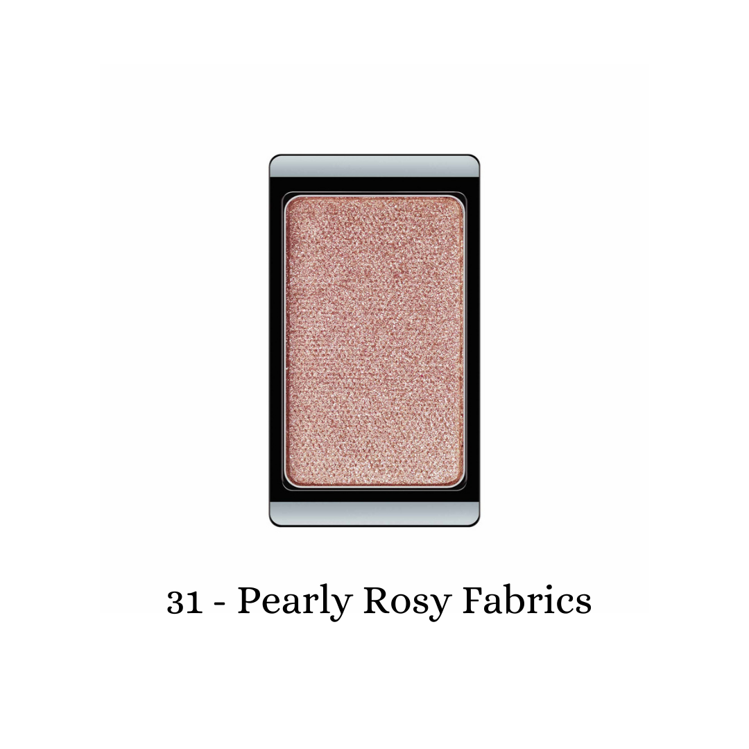 ARTDECO eyeshadow pearl in a soft, pearly rosy shade with a smooth, fabric-like texture.