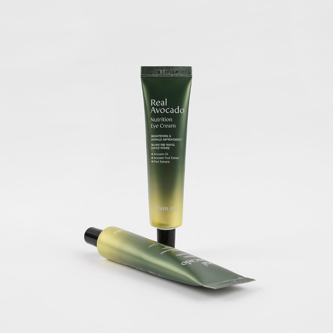 Farmstay Real Avocado Nutrition Eye Cream in a 40ml jar, showing the cream's smooth texture and packaging.