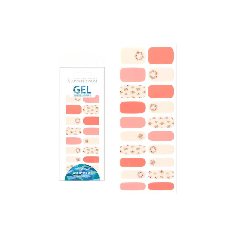 Glossy Blossom Gel Nail Strips - Floral Blusher - Shop K-Beauty in Australia