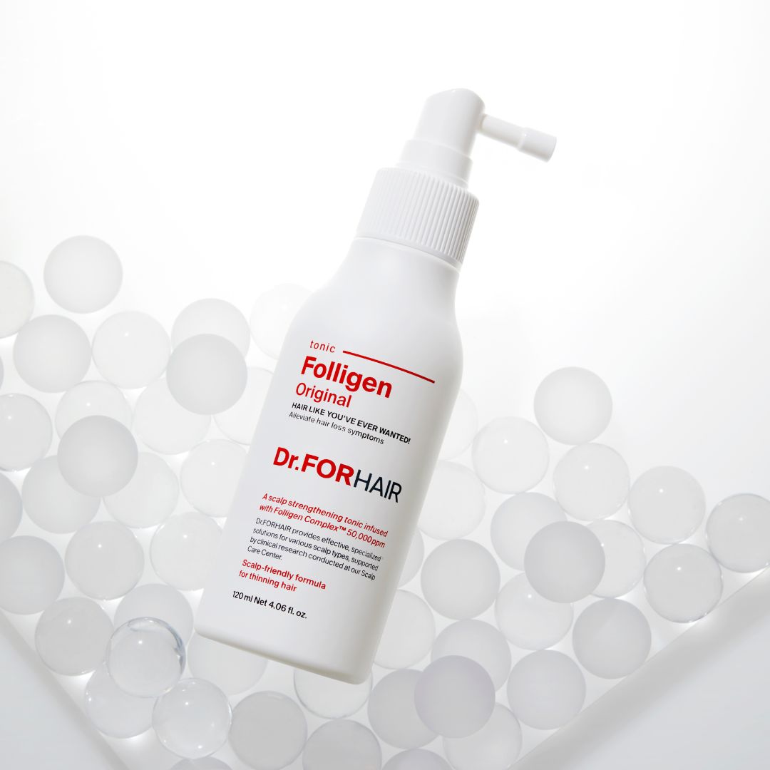 Twin pack of Dr.Forhair Folligen Tonic 120ml bottles for scalp health and hair growth.