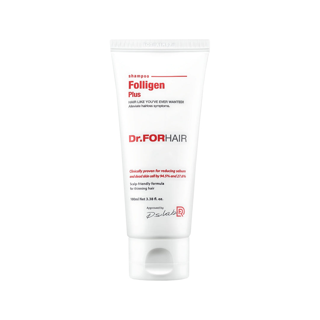 Dr.Forhair Folligen Plus Shampoo 100ml bottle with label and cap, shown on a clean background.
