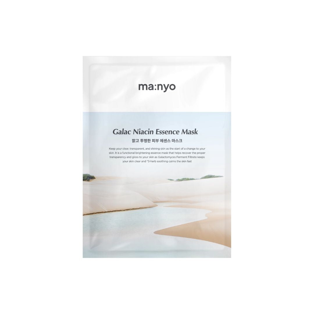 Ma:nyo Galac Niacin Essence Mask sheet mask with nourishing serum and brightening ingredients, designed for healthy skin.