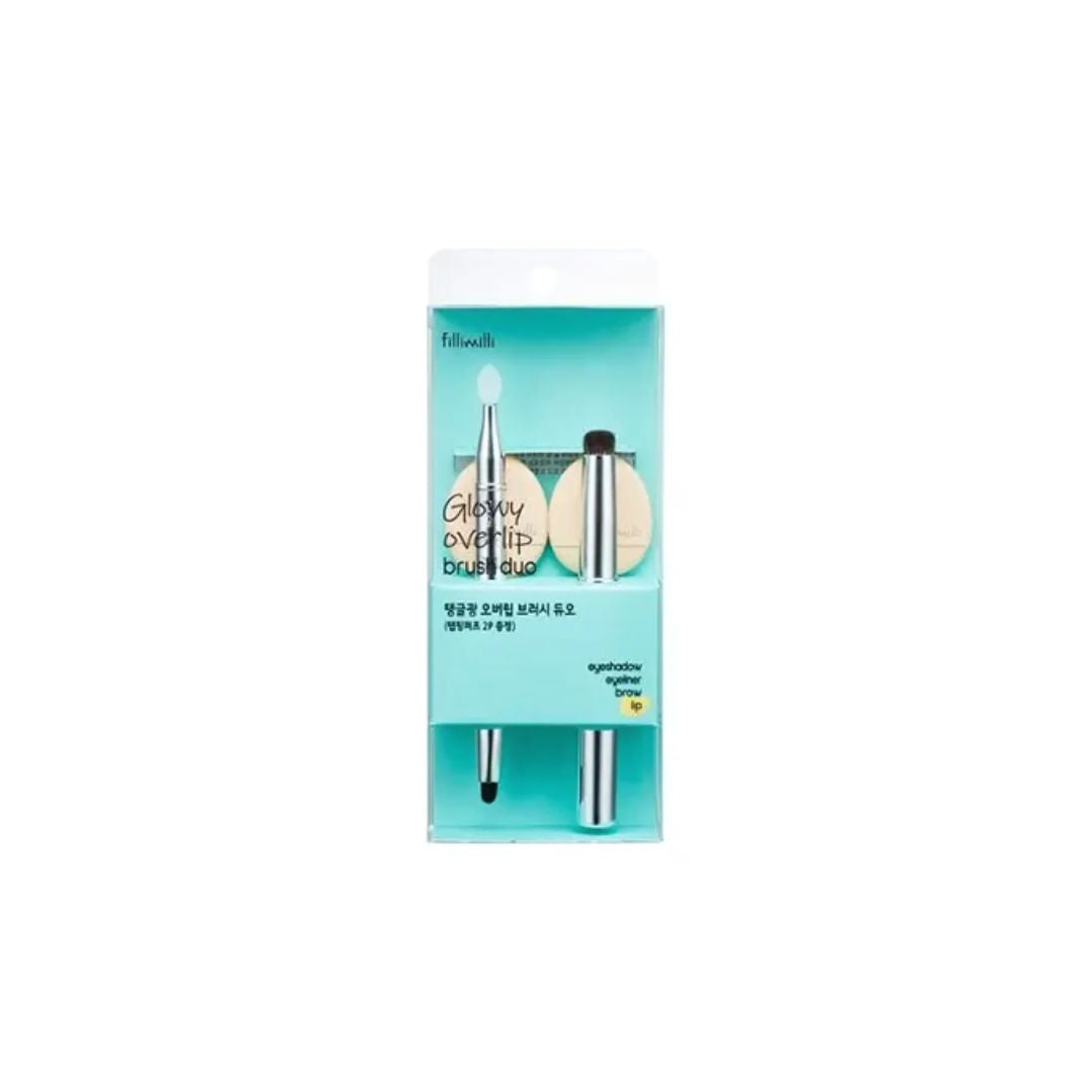 Fillimilli Glowy Overlip Makeup Brush Duo with two soft, fluffy brushes for precise application of lip products.