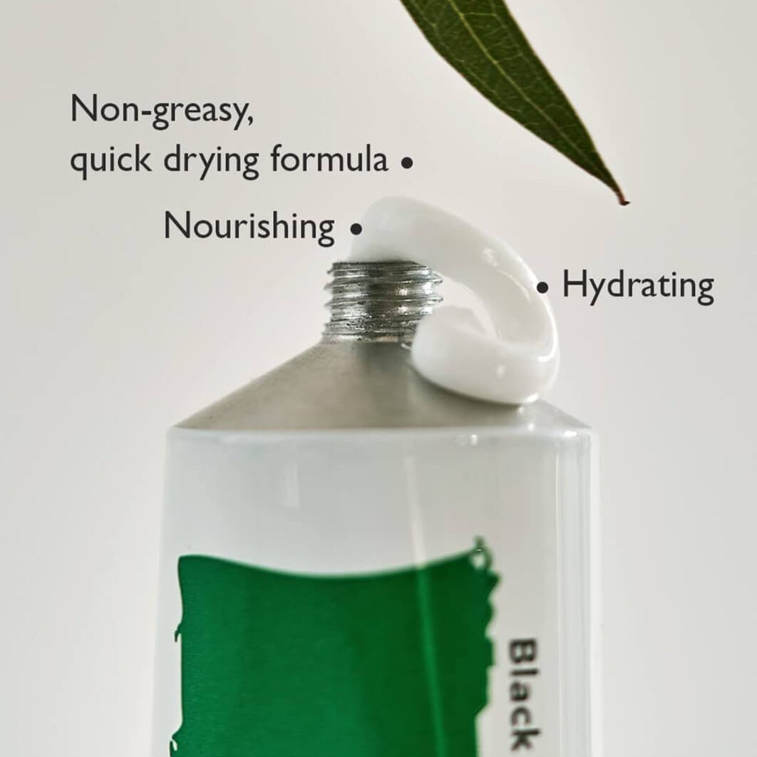 Black Bamboo Nourishing Calming Hand and Nail Cream by Haruharu Wonder in a 50ml tube, designed for soothing and nourishing skin.