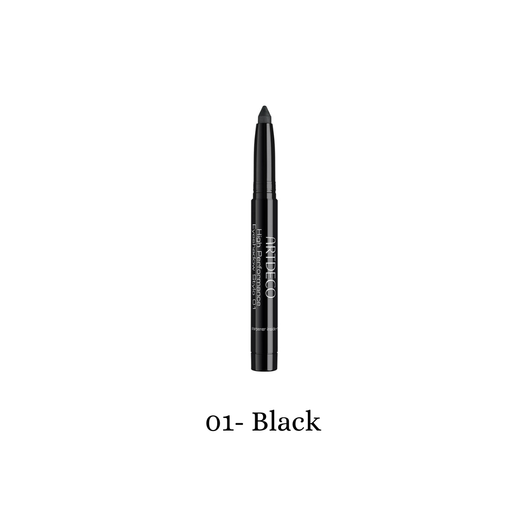 ARTDECO high performance eyeshadow stylo in sleek black, featuring a smooth, easy-to-apply eyeshadow stick for vibrant color and precise application.