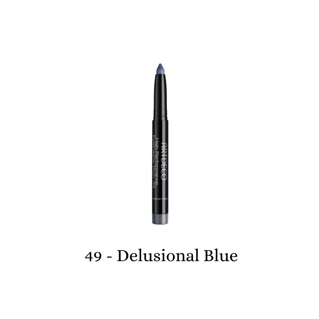 ARTDECO High Performance Eyeshadow Stylo in delusional blue, showcasing a sleek, vibrant blue eyeshadow pencil with a smooth tip.