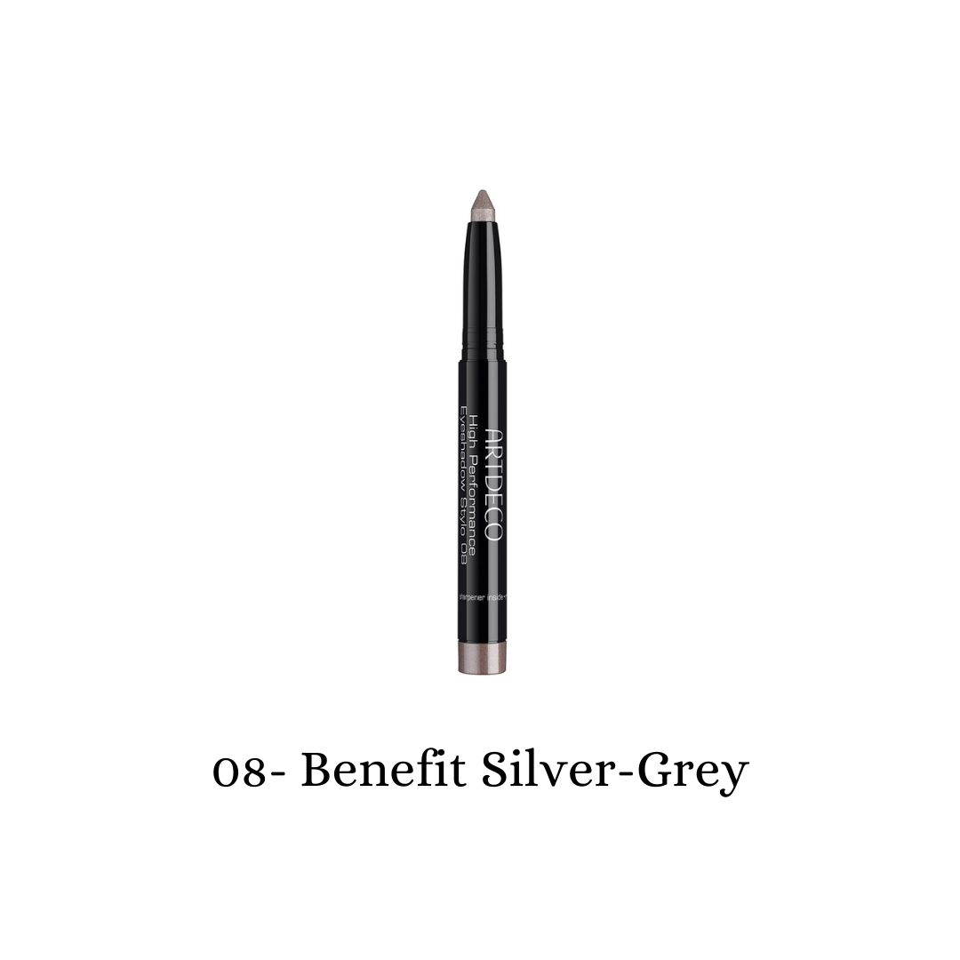 ARTDECO High Performance Eyeshadow Stylo in silver-grey, showcasing a sleek eyeshadow pen with a smooth, shimmery finish.