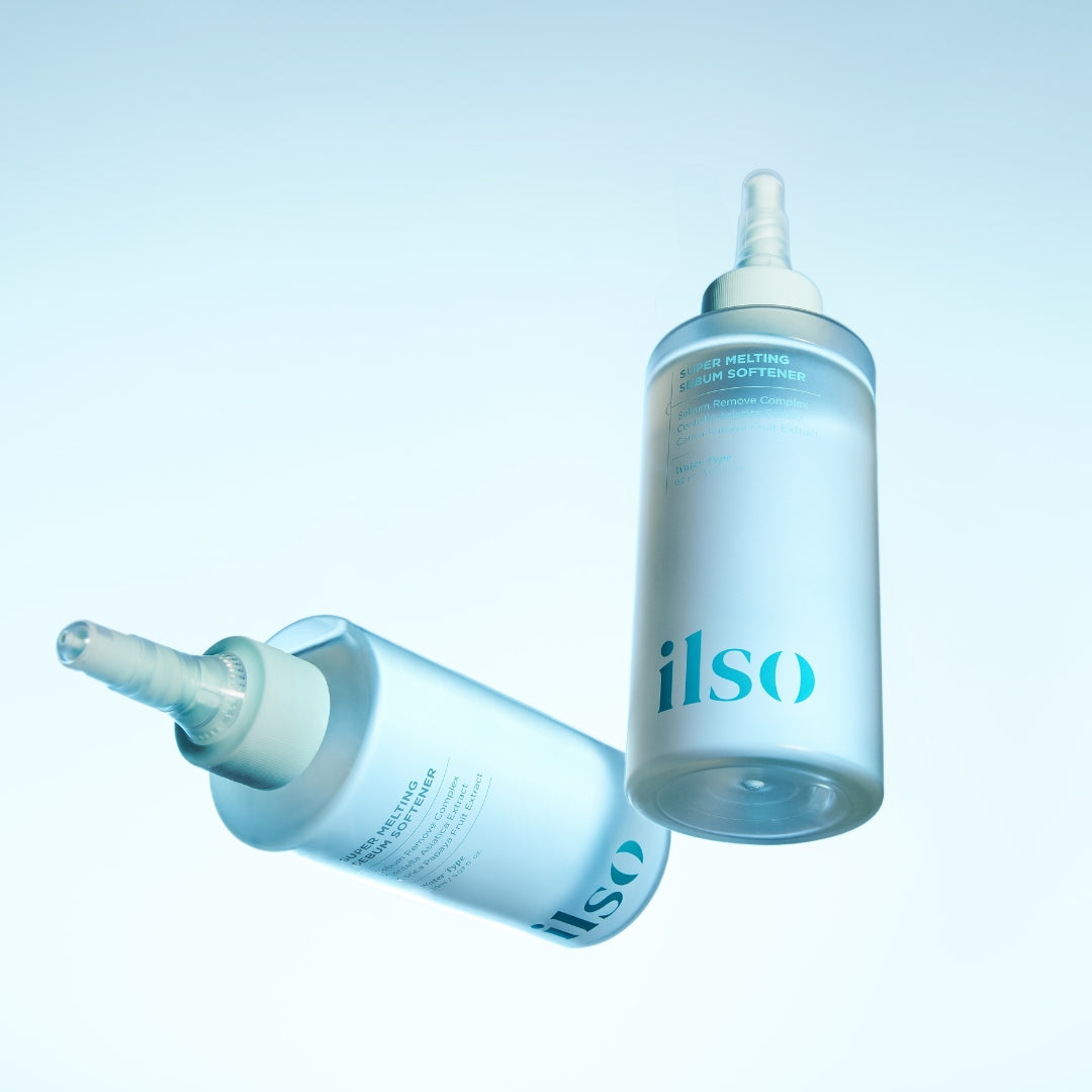 ILSO Super Melting Sebum Softener toner bottle, 150ml, with a sleek design and clear label, used for controlling excess oil and refining skin.