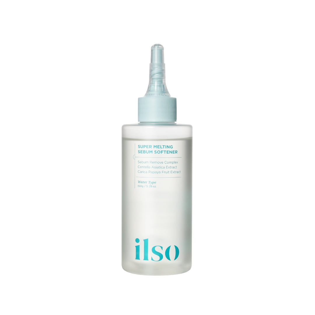 ILSO Super Melting Sebum Softener toner bottle, 150ml, with softening and sebum control features, designed for oily skin care.