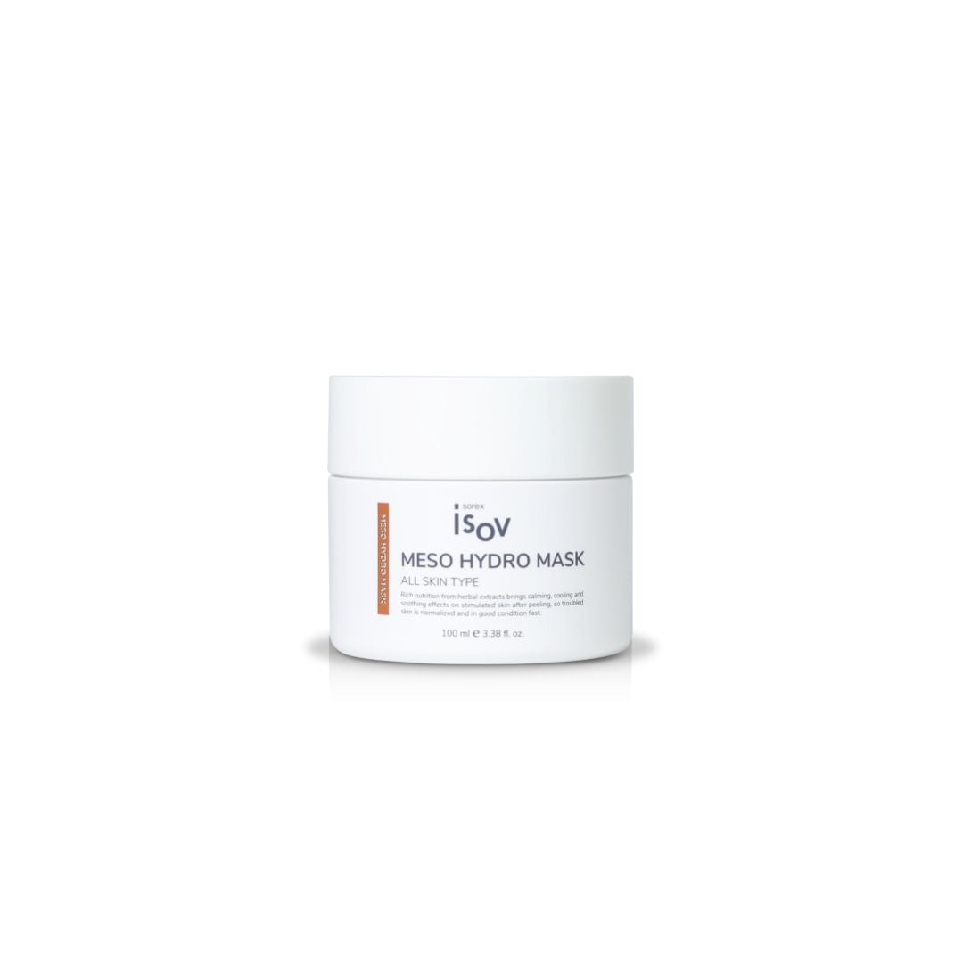 ISOV Meso Hydro Mask 100ml expert wash-off mask with a smooth, hydrating cream texture in a white jar.