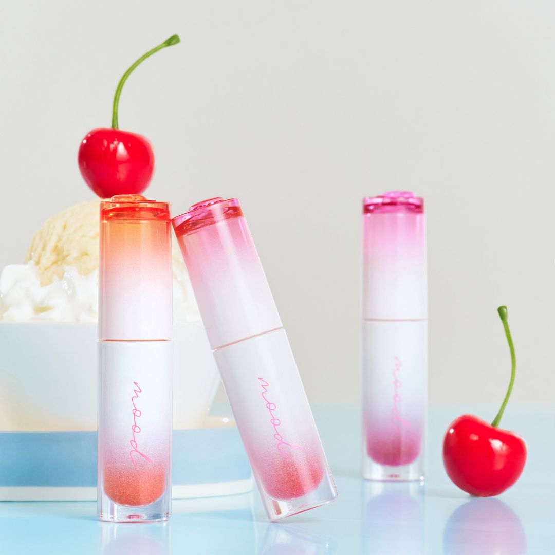 Peripera Ink Mood Glowy Tint in Soda Cafe version, lip tint with vibrant, glossy finish and soft applicator visible in the image.