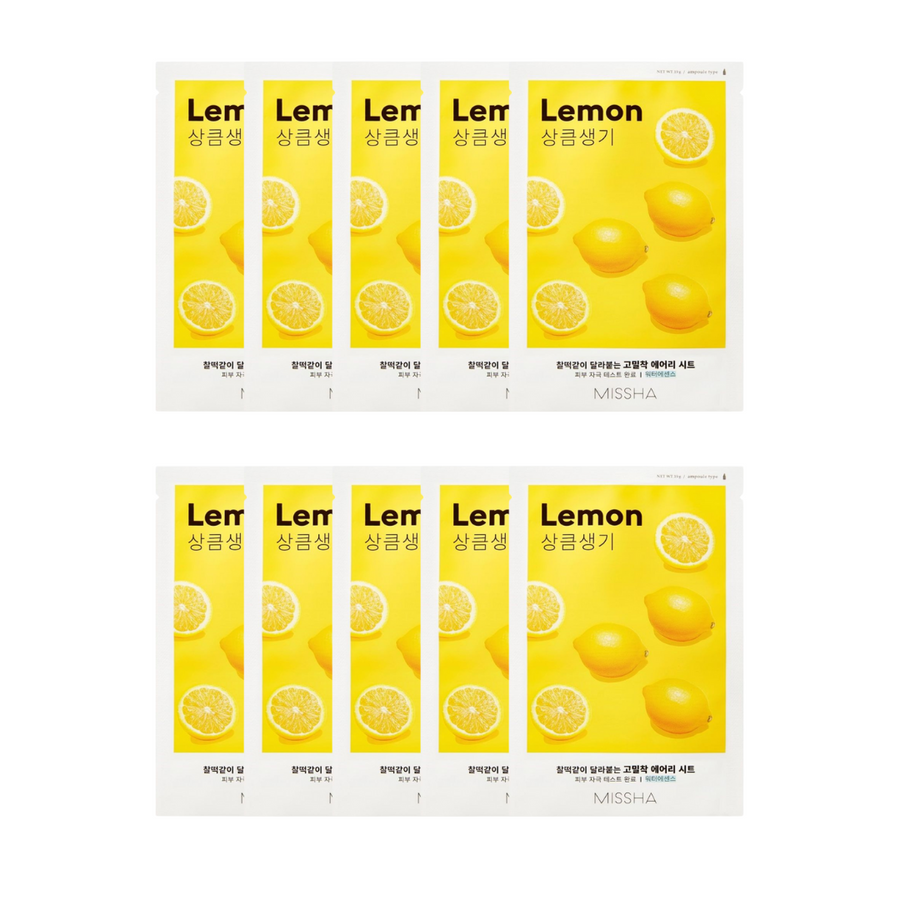 Missha Airy Fit Sheet Mask [Lemon] 10pc Bundle - Shop K-Beauty in Australia