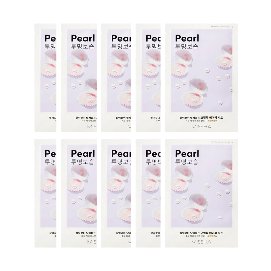 Missha Airy Fit Sheet Mask [Pearl] 10pc Bundle - Shop K-Beauty in Australia