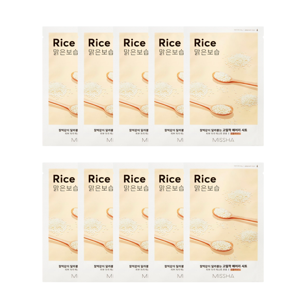 Missha Airy Fit Sheet Mask [Rice] 10pc Bundle - Shop K-Beauty in Australia