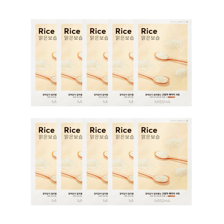 Missha Airy Fit Sheet Mask [Rice] 10pc Bundle - Shop K-Beauty in Australia